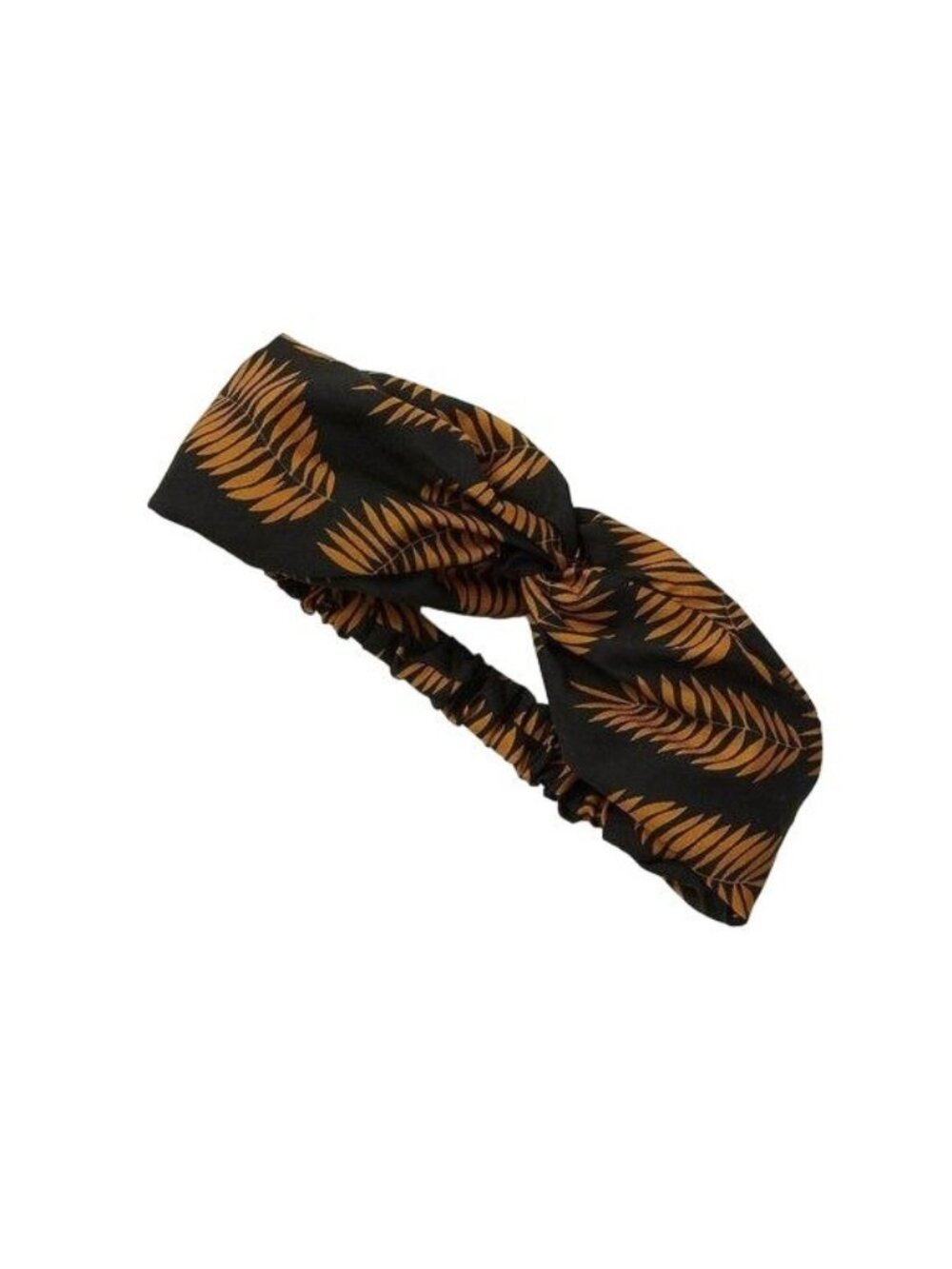 Loft Black Golden Palms Headband Elastic Knotted Design